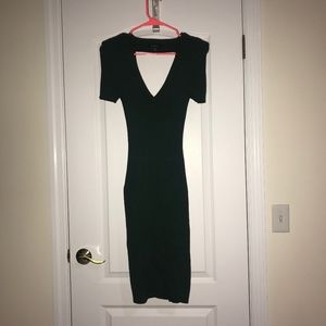 Green Open Back Sweater Dress